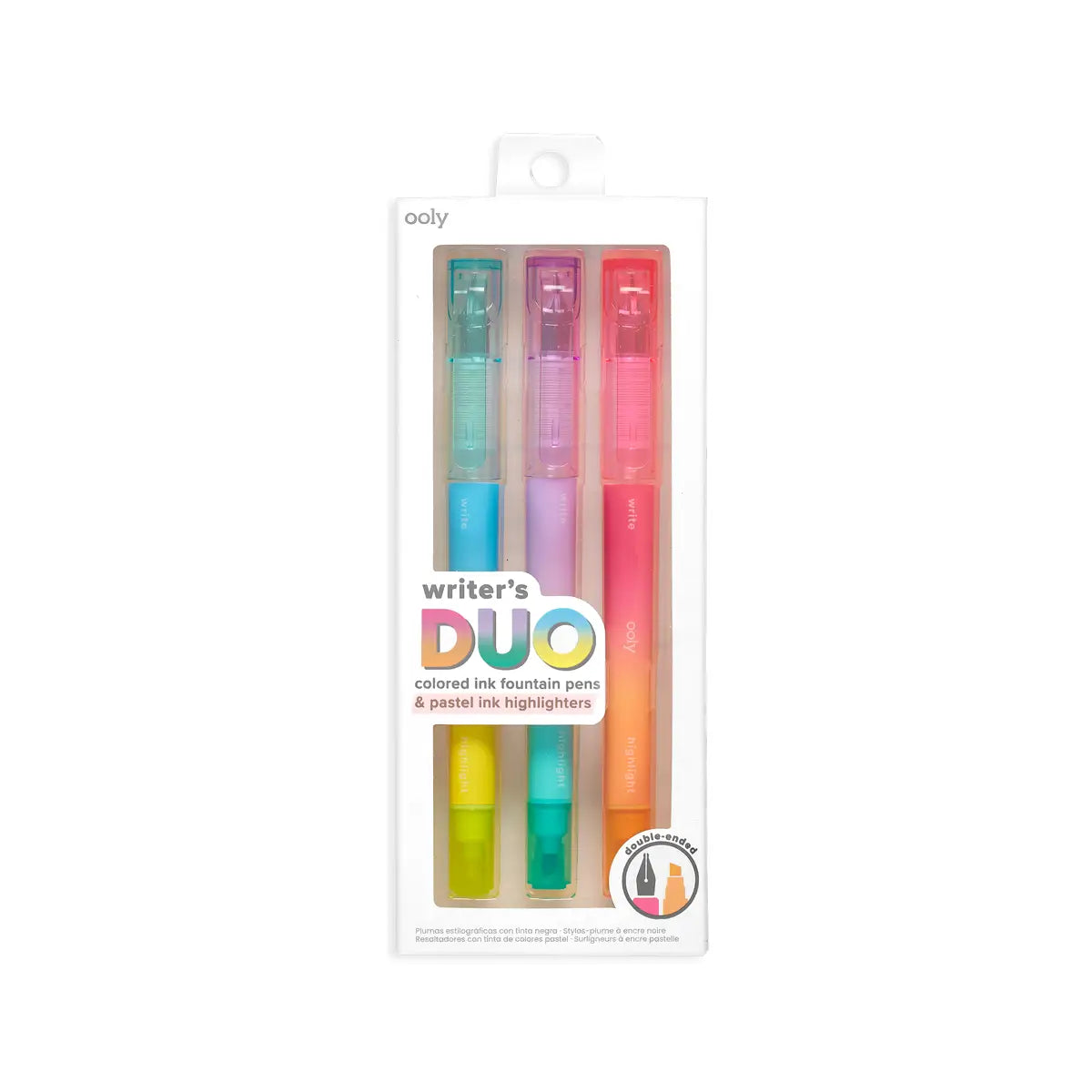 Writer's Duo Double-Ended Fountain Pens and Highlighters Set