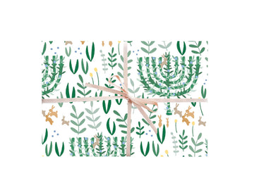Floral Menorah Gift Wrap - Rolls