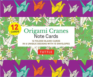 Origami Cranes Note Cards- 12 Cards: In 6 Designs With 13 Envelopes (Card Sized 4 1/2 X 3 3/4 inch)