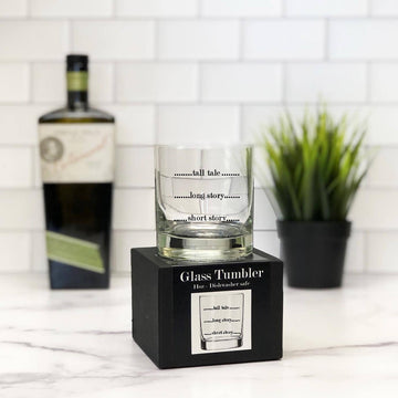 NEW! Short Story, Long Story Double Rocks Glass Tumbler